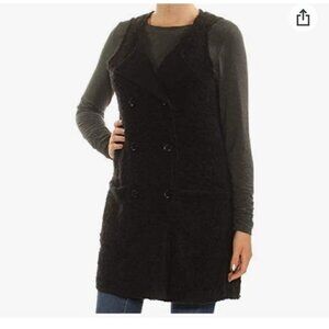 Sanctuary double breasted button front wool blend vest warm